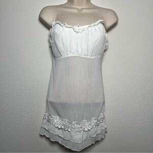 Lejaby Women Coquette Fairy Milkamid Cami Tunic Top‎ Dress Medium White Ethereal